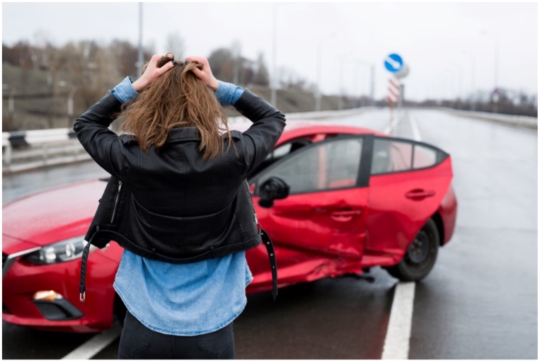 Red Car Crashed